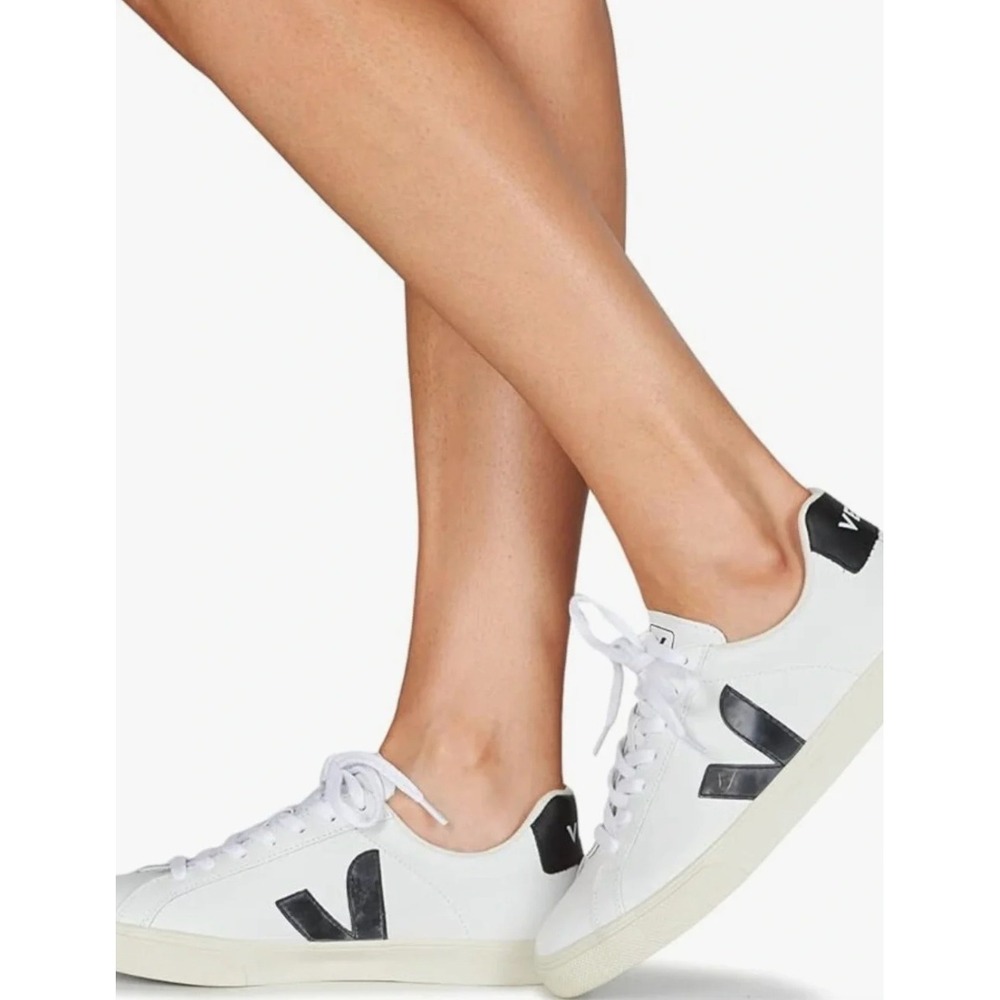 Veja Esplar Sneakers Women Size 37 (6)‎ White/ Black Leather Minimalist Casual